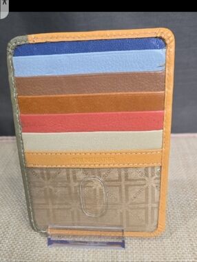 Lodis Two-Tone Mustard and Olive Card Case NWOT